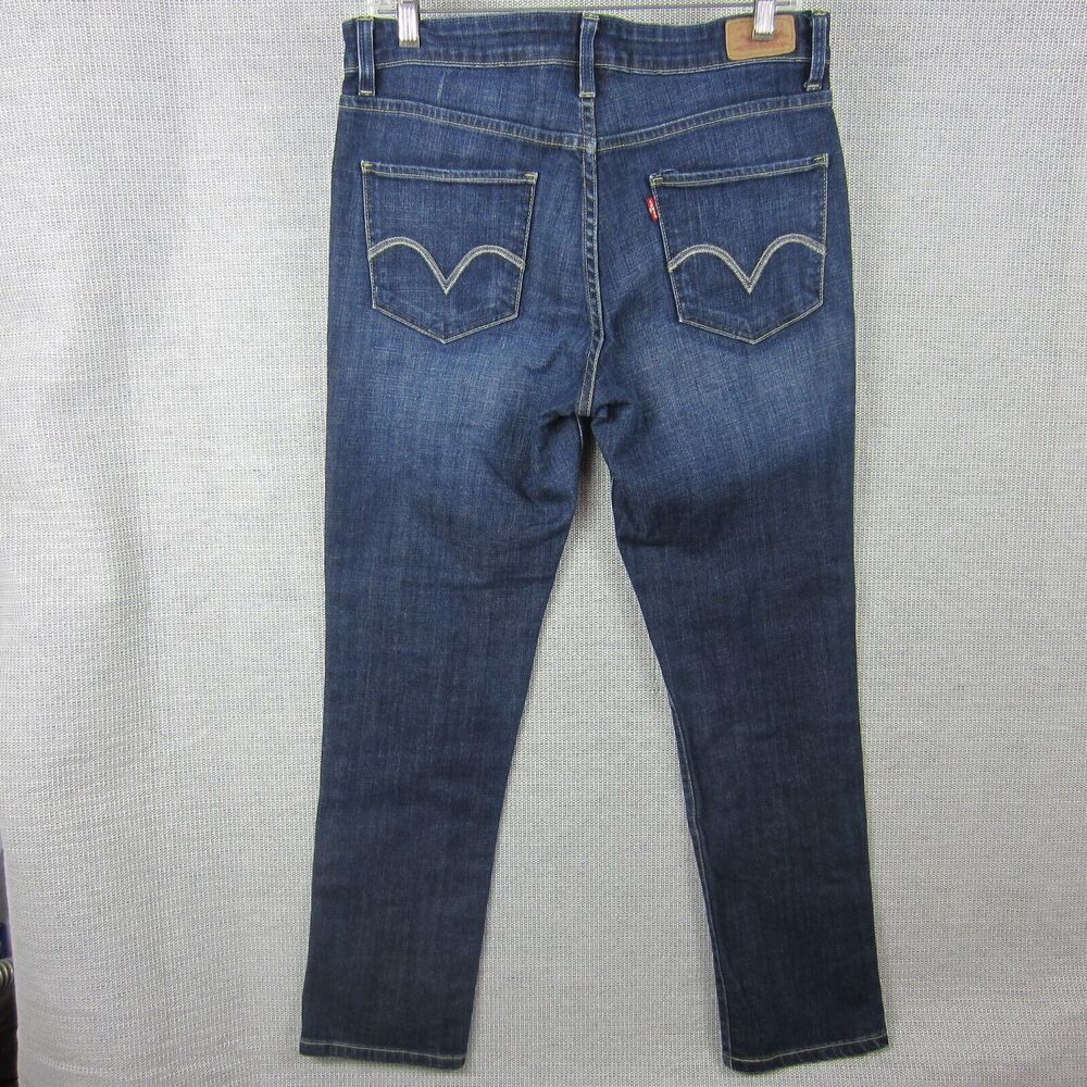 Levi’s Jean Women Adult Mid High Rise Dark Blue Wash Skinny Denim Zip Button 12
